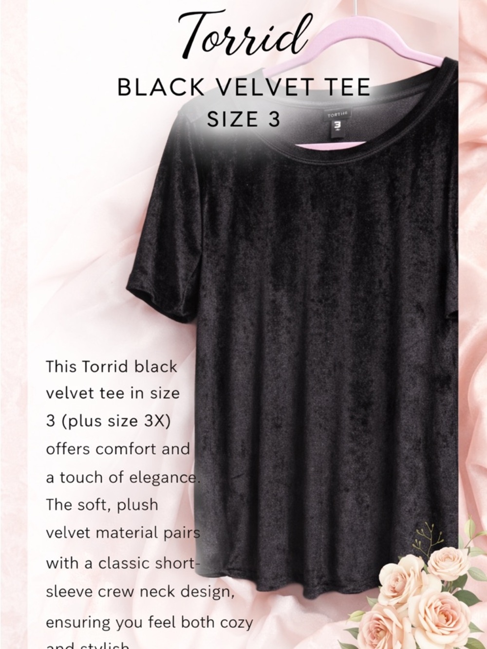 torrid Black Velvet Short Sleeve Crew Tee